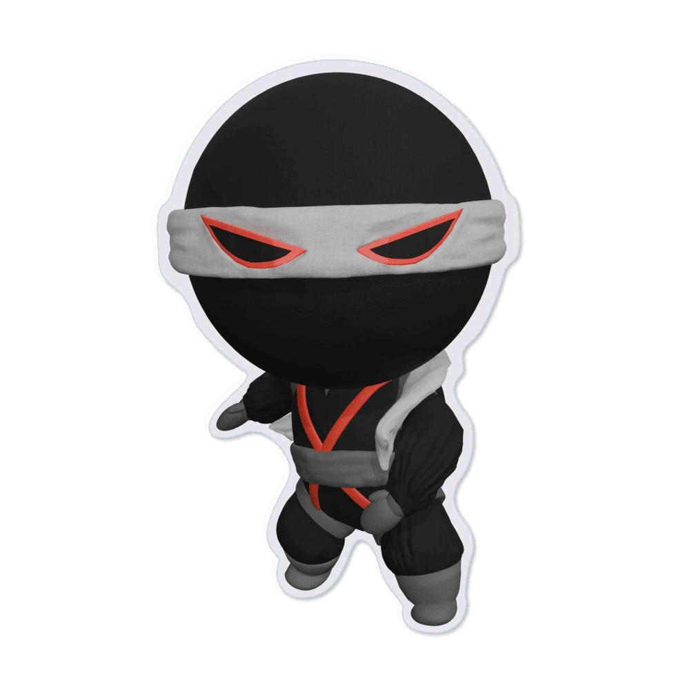 QaNinjas mascot – black and red ninja symbolizing software quality and precision.